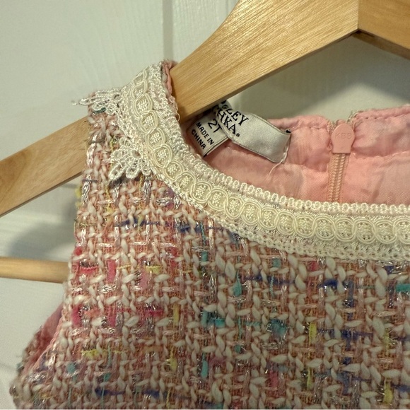 NWT Badgley Mischka Tweed Bodice Tiered Tulle Skirt Girls Dress with Bag Set - Picture 5 of 5